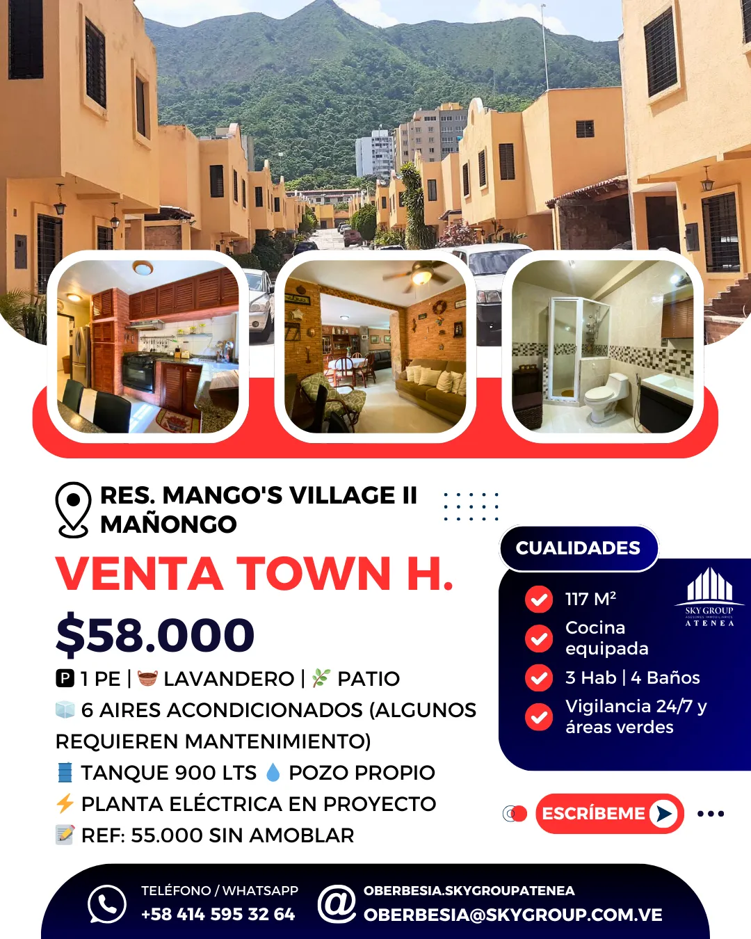 Venta de TownHouse Res Mango's Village II, Mañongo, casa